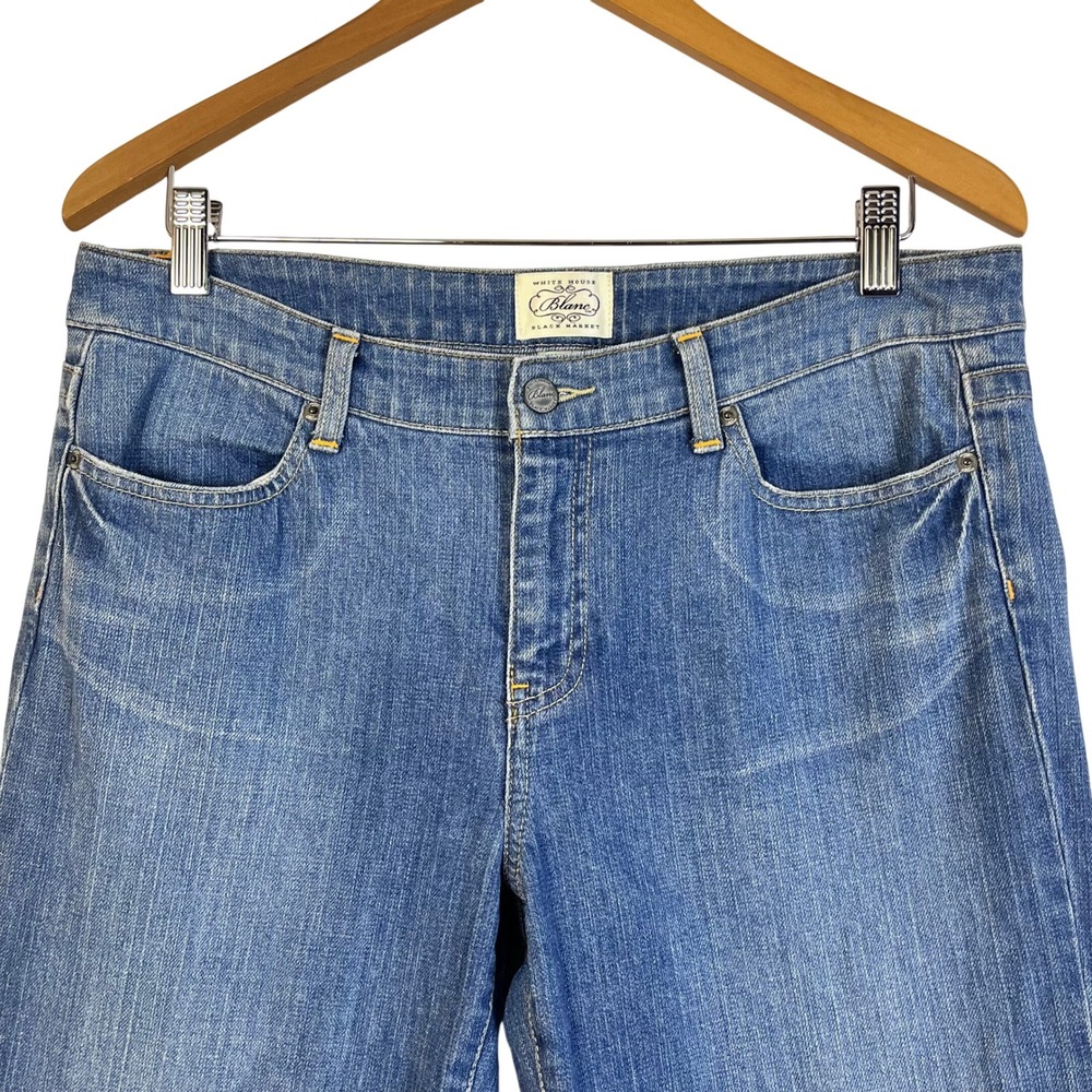 White House Black Market Denim Capri Jeans Embellished Pockets Size 10 (N724) - Picture 2 of 7